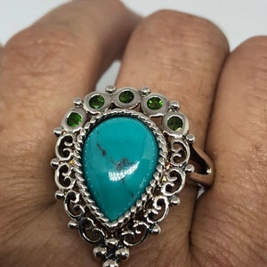 Vintage  Turquoise Gemstone 925 Sterling Silver Celtic Ring