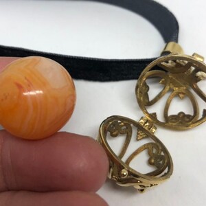 Vintage Golden Bronze Healing Stone Cage Locket image 2