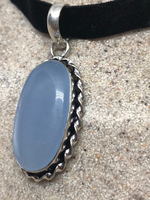 Hand Made Blue chalcedony Choker Necklace - image 1