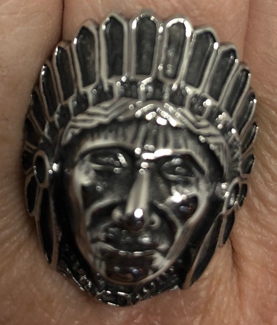 Vintage Native American Chief Silver Stainless St… - image 2