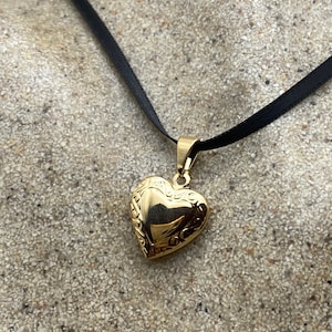 Vintage Heart Locket Choker Gold Filled Necklace