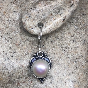 Vintage Genuine Pearl Sterling Silver Dangle Earrings