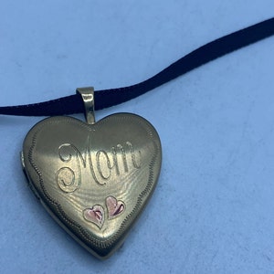 Vintage Gold Locket Tiny Heart 9k Gold Filled Pendant Photo Memory Charm Engraved Mom Hearts Choker Necklace image 7