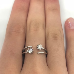 Brooklyn Line Micro Cubic Zirconia Crystal Sterling Silver Band Ring