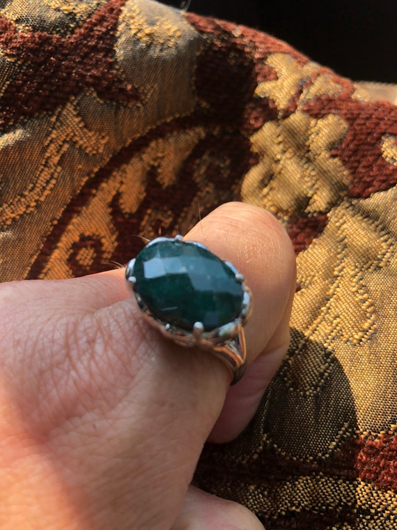 Vintage Handmade Genuine Green Emerald 925 Sterli… - image 4