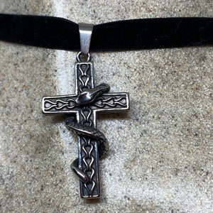 vintage Celtic Snake Silver Stainless Steel Cross pendant necklace