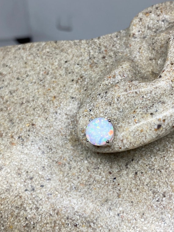Vintage Opal Earrings 925 Sterling Silver Stud Bu… - image 4