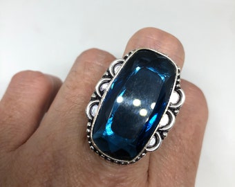 Vintage Cobalt Blue Ring Antique Art Glass Cocktail