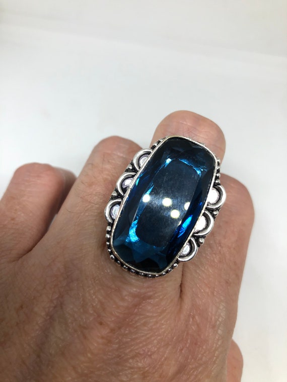 Vintage Cobalt Blue Ring Antique Art Glass  Cockt… - image 1