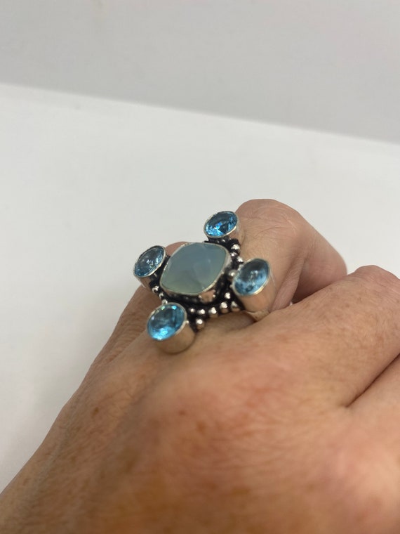 Vintage Blue Chalcedony Blue Topaz Ring - image 4