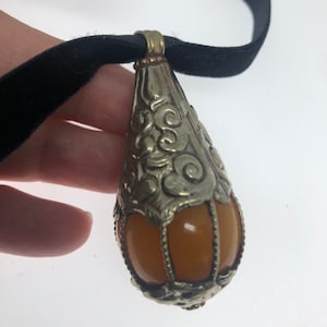 Vintage Tibetian Amber Pendant