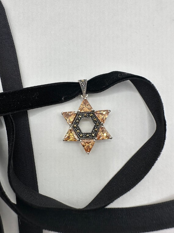 Vintage Marcasite Star of David Choker 925 Sterli… - image 3