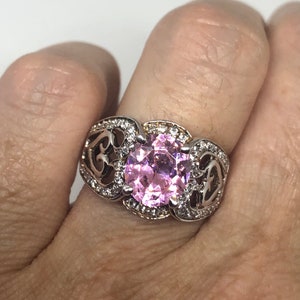 Vintage Pink CZ 925 Sterling Silver Cocktail Ring Size 6.5