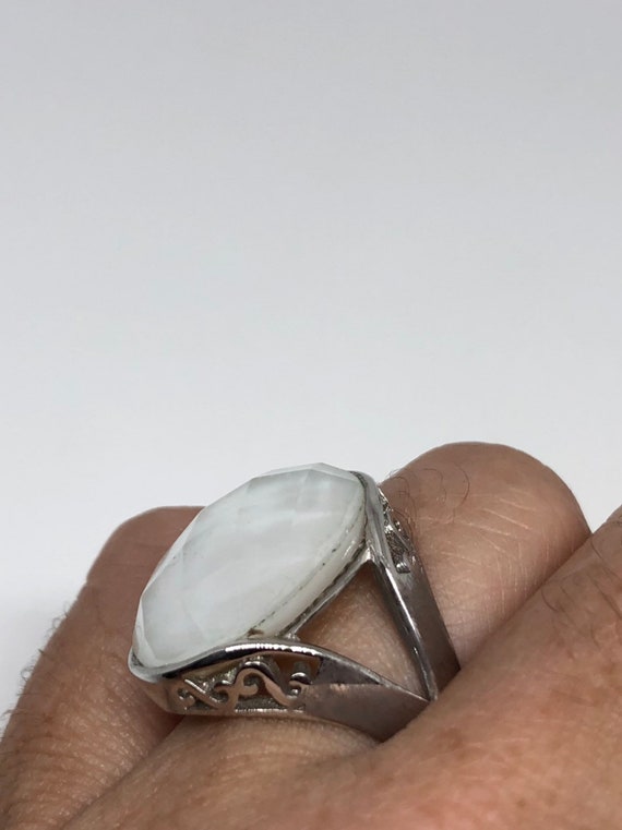 Vintage Mother of Pearl 925 Sterling Silver Ring - image 3