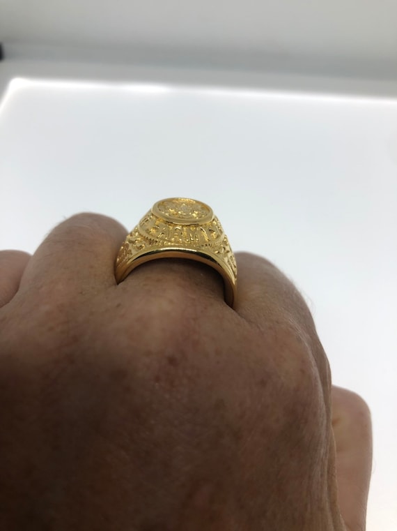 Vintage Mens Golden US Army Military Ring - image 4