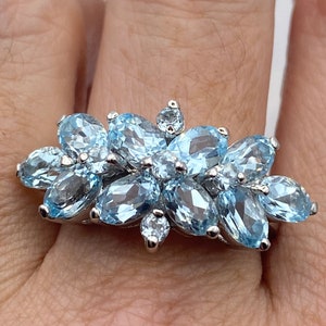 Vintage Blue Topaz 925 Sterling Silver Ring