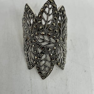 Vintage Swiss Marcasite 925 Sterling Silver Gothic Band Ring Size 7