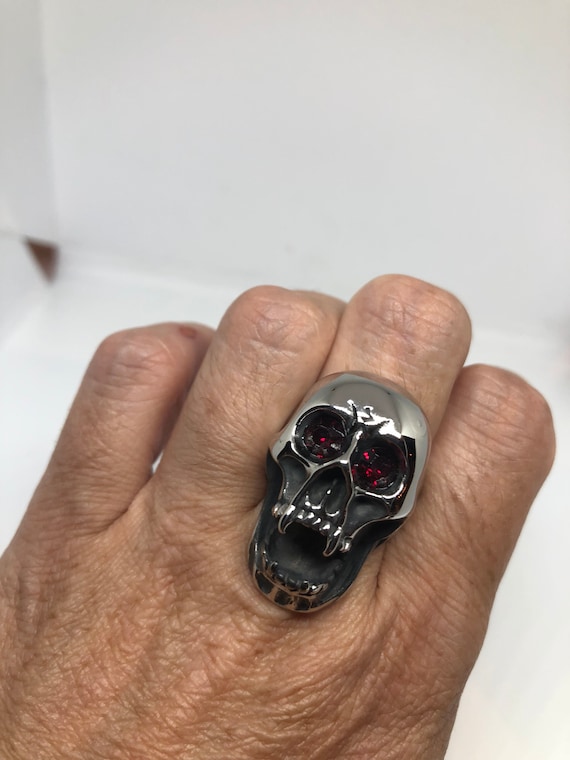 Vintage Gothic Silver Stainless Steel Skull Mens R
