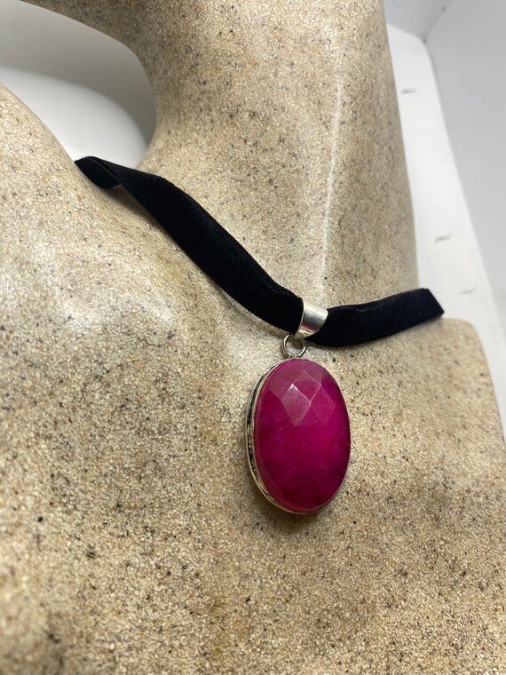 Vintage Antique Pink Raw Ruby Choker Necklace - image 5