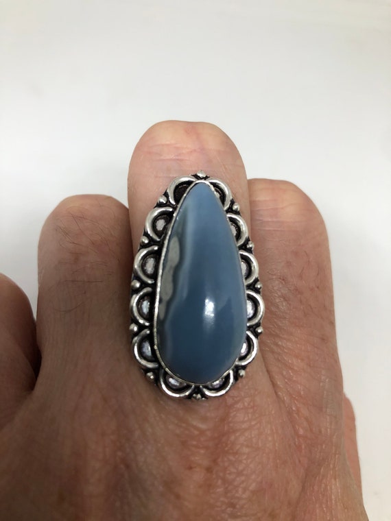 Vintage Blue Onyx Ring  Cocktail Size 8.5 - image 1