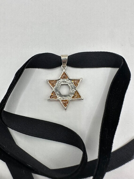 Vintage Marcasite Star of David Choker 925 Sterli… - image 4