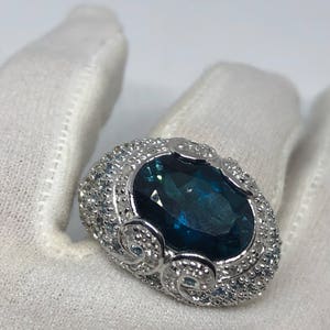Vintage Genuine London Blue Topaz 925 Sterling Silver Ring - Etsy