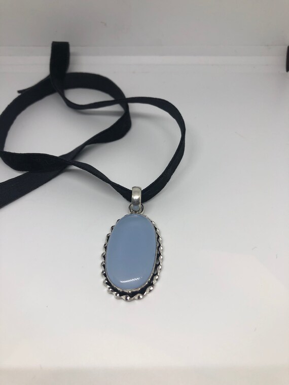 Hand Made Blue chalcedony Choker Necklace - image 3