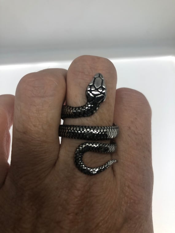 Vintage Gothic Stainless Steel Snake Serpant Mens… - image 1