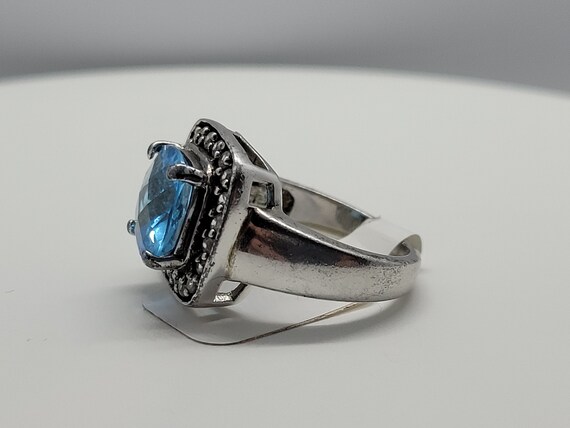 Vintage Blue Topaz and White Sapphire Ring in 925… - image 5