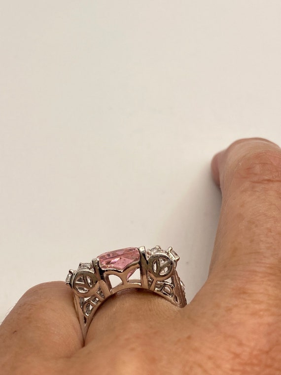 Vintage Pink Ice CZ  Deco Ring 925 Sterling Silver - image 2