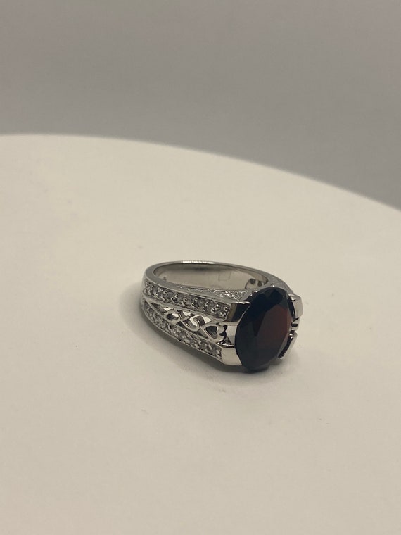 Vintage Red Bohemian Garnet Ring 925 Sterling Sil… - image 5