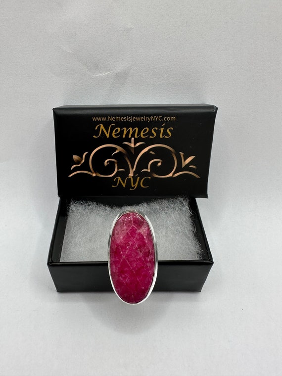 Vintage Handmade Raw Pink Ruby Silver Gothic Ring - image 6