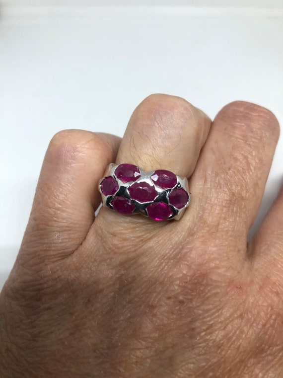 Vintage Handmade Pink Ruby Setting Sterling Silve… - image 9