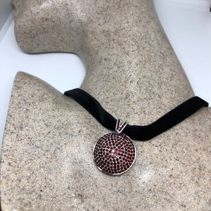 Vintage Handmade 925 Sterling Silver Genuine Garnet Antique Pendant Necklace
