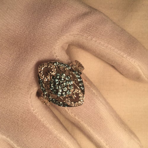 Vintage Genuine shops Blue Topaz White Sapphires 925 Sterling Silver Ring