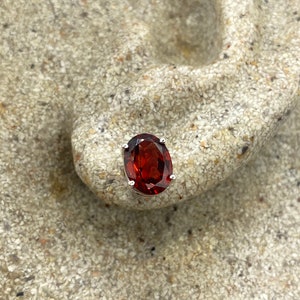 Vintage Bohemian Red Garnet Earrings 925 Sterling Silver Deco studs