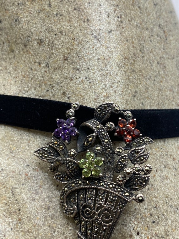 Collier Ras Du Cou Vintage En Argent Sterling Avec Marquisettes - Occasion