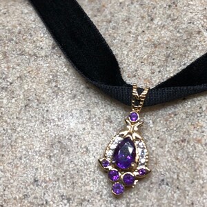 Pendentif vintage fait main en argent sterling 925 et améthyste violette