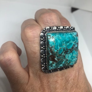 Vintage Blue Genuine Tibetan Turquoise Ring Size 10