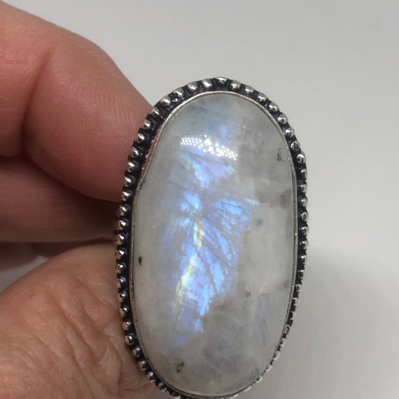 Vintage Blue White Rainbow Moonstone Silver Cockt… - image 2