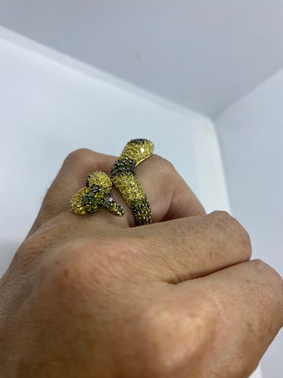 Vintage Yellow Green Cubic Zirconia Crystal Sterl… - image 3