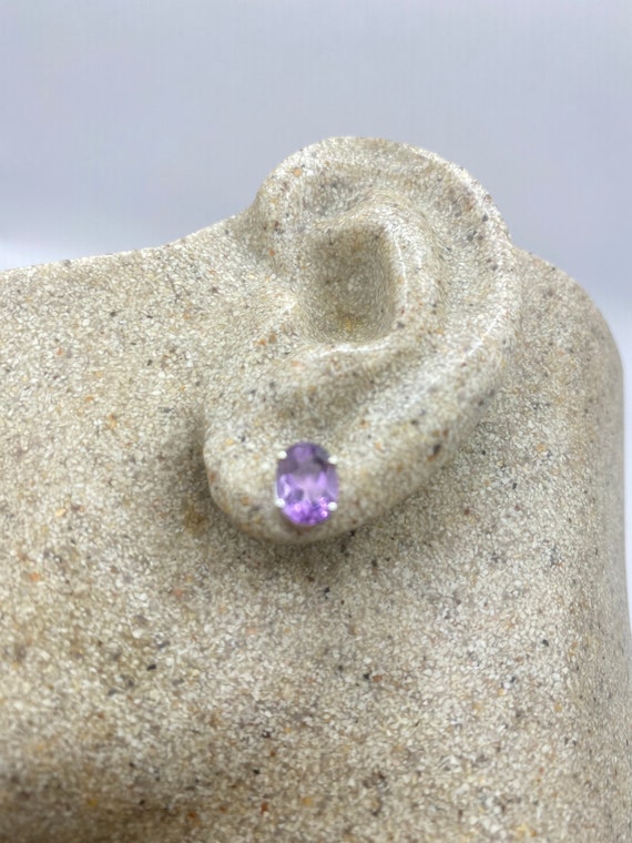 Vintage Purple Amethyst Earrings 925 Sterling Sil… - image 3