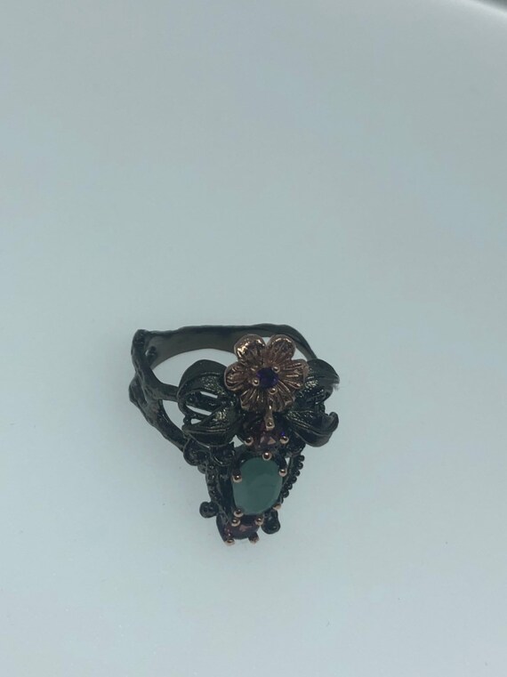 Vintage Handmade genuine garnet emerald Sterling … - image 4