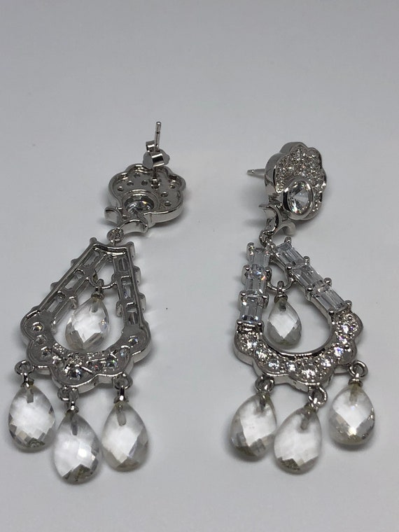 925 Sterling Silver CZ Crystal Chandelier Earring… - image 8