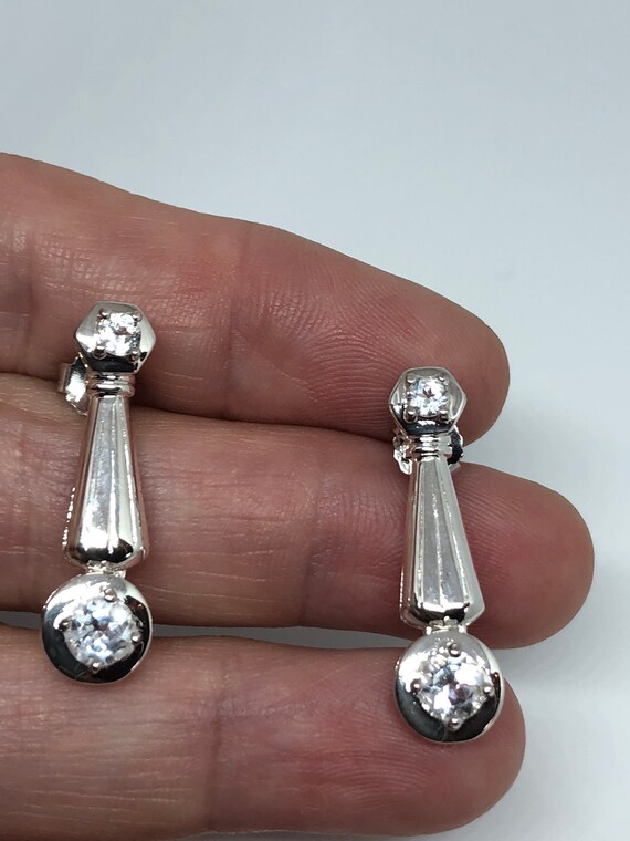 Vintage Handmade Sterling Silver diamond look Gem… - image 3