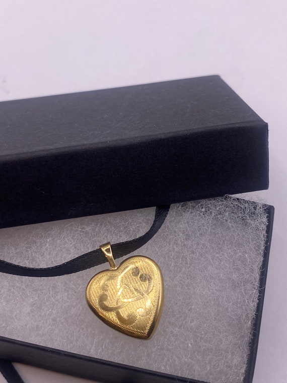 Vintage Heart Flower Locket Choker Gold Filled Ne… - image 4