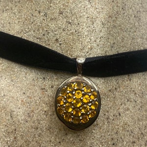 Pendente girocollo vintage in argento sterling dorato con citrino limone