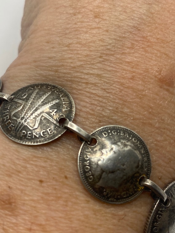 Vintage 925 Sterling Silver Coin Bracelet - image 1