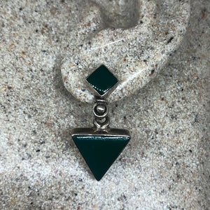 Vintage Green Onyx Earring 925 Sterling Silver Deco Dangle Chandelier