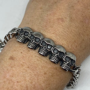 Vintage Style Unisex Men Stainless Steel Skull Bracelet